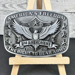 America Second Amendment‎ Belt Buckle 2A, 2nd, Freedom, Guns Antique Silver Tone